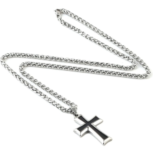 Men's Stainless Steel Cross Necklace - Picture 2 of 4